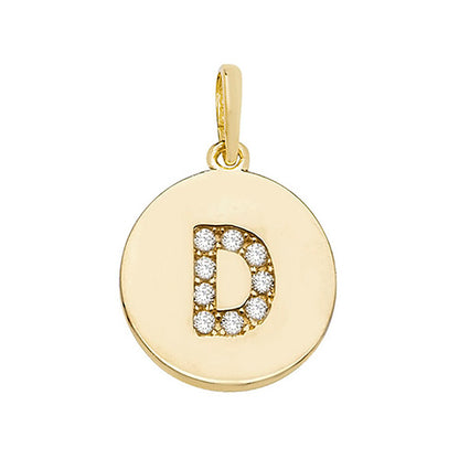 9ct Gold Cz Initial Round Pendant - PN610