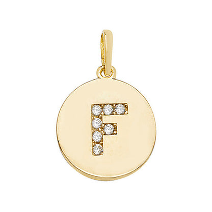 9ct Gold Cz Initial Round Pendant - PN610