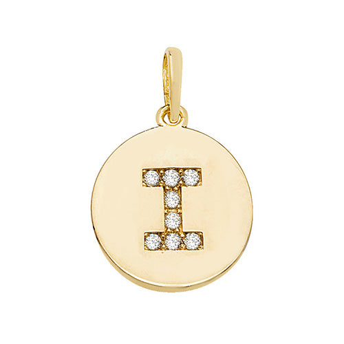 9ct Gold Cz Initial Round Pendant - PN610