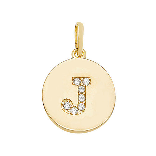 9ct Gold Cz Initial Round Pendant - PN610