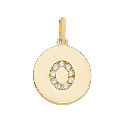 9ct Gold Cz Initial Round Pendant - PN610