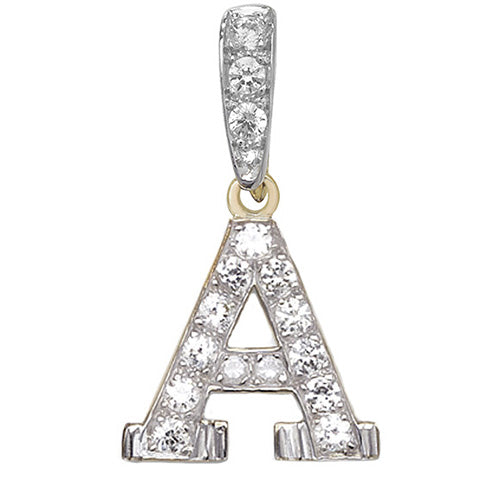 9ct White Gold Cz Initial Pendant - PN801