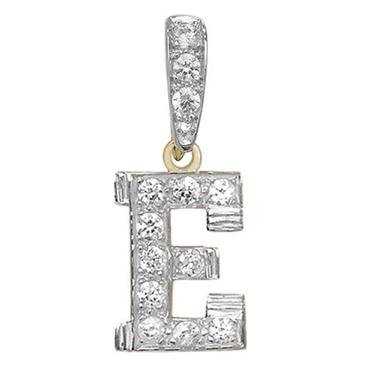 9ct White Gold Cz Initial Pendant - PN801