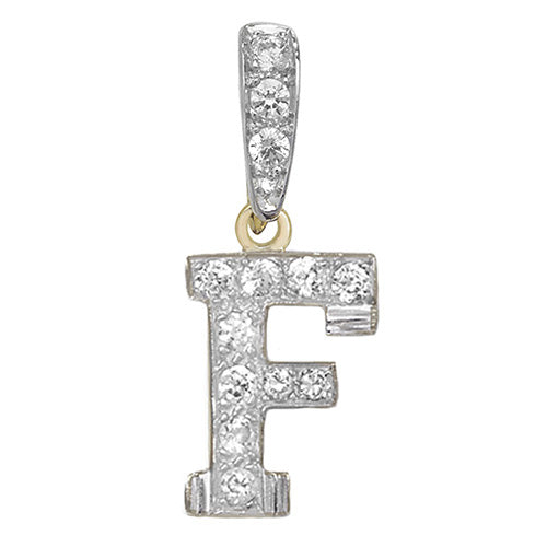 9ct White Gold Cz Initial Pendant - PN801