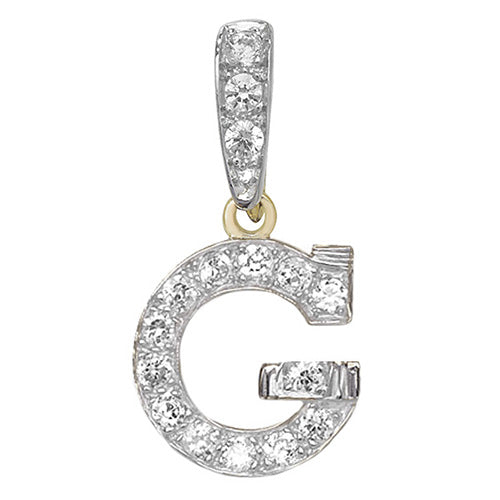 9ct White Gold Cz Initial Pendant - PN801