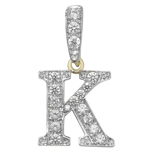 9ct White Gold Cz Initial Pendant - PN801