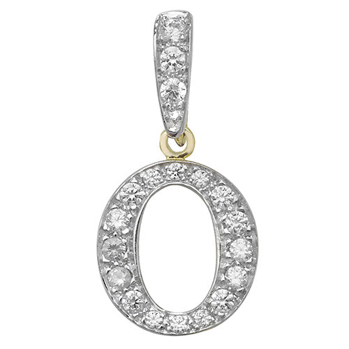 9ct White Gold Cz Initial Pendant - PN801