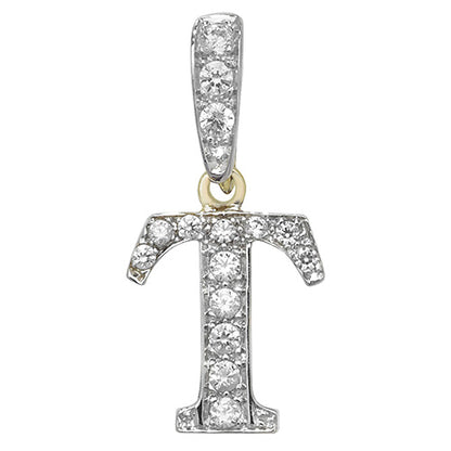 9ct White Gold Cz Initial Pendant - PN801