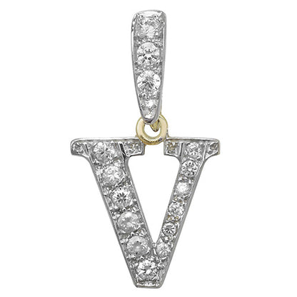 9ct White Gold Cz Initial Pendant - PN801