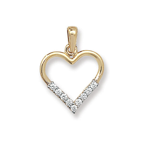 9ct Gold Cz Open Heart Pendant - PN812