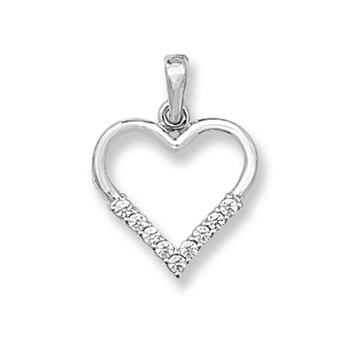 9ct White Gold Cz Open Heart Pendant - PN812W