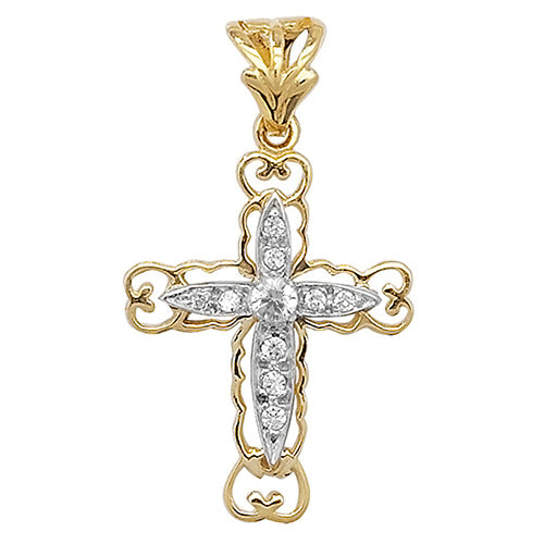 9ct Gold Cross Pendant with CZ Stones - PN844