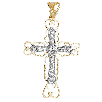 9ct Gold Cross Pendant with CZ Stones - PN844