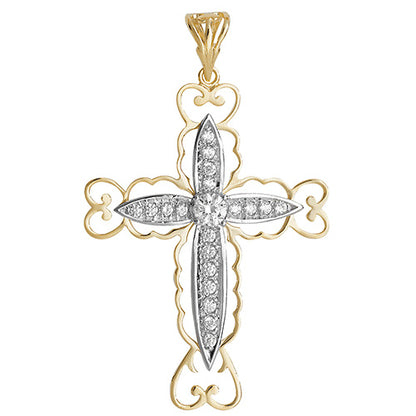 9ct Gold Cross Pendant with CZ Stones - PN844