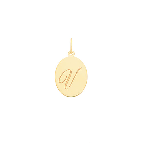 9ct Gold Initial Oval Pendant - PN922