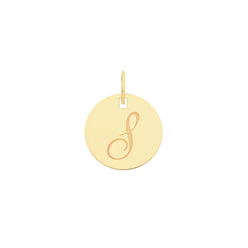 9ct Gold Initial Round Pendant - PN923