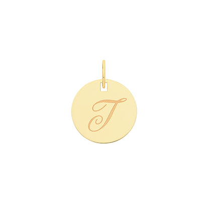 9ct Gold Initial Round Pendant - PN923