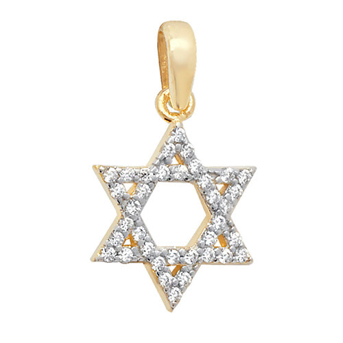 9ct Gold Cz Star of David Pendant - PN988