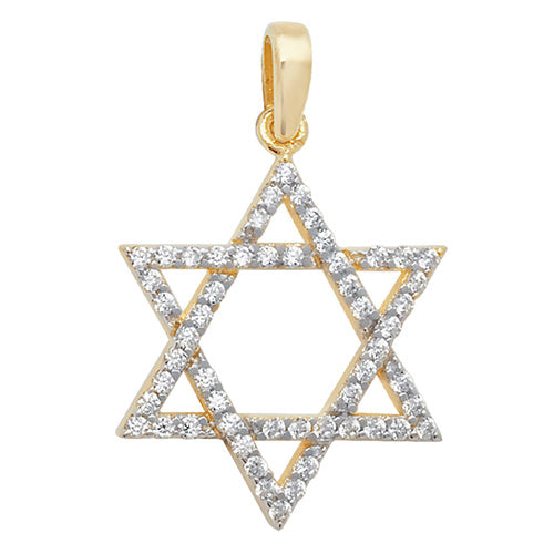 9ct Gold Cz Star of David Pendant - PN989