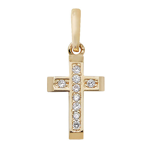 9ct Gold Cz Cross Pendant PN991