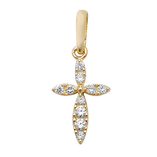 9ct Gold Cross Pendant with CZ Stones - PN992