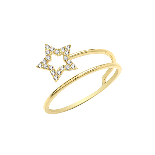 9ct Gold Cz Star Wrap Ring - RN1612