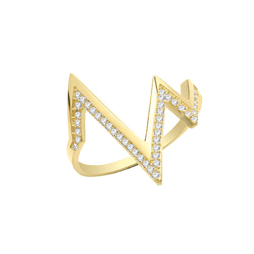 9ct Gold Cz Heartbeat Ring - RN1616
