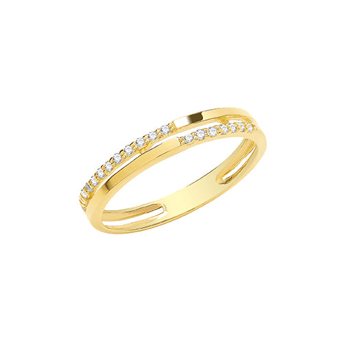 9ct Gold Cz Double Band Ring - RN1652