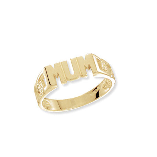 9ct Gold Curb MUM Ring - RN197