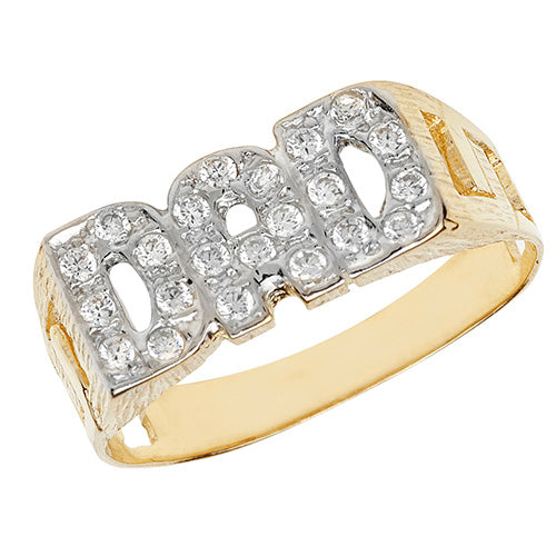 9ct Gold Gents' Curb Design Cz Dad Ring - RN204CZ