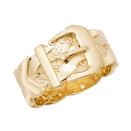 9Ct Gold Gents' Plaited Buckle Ring - RN240