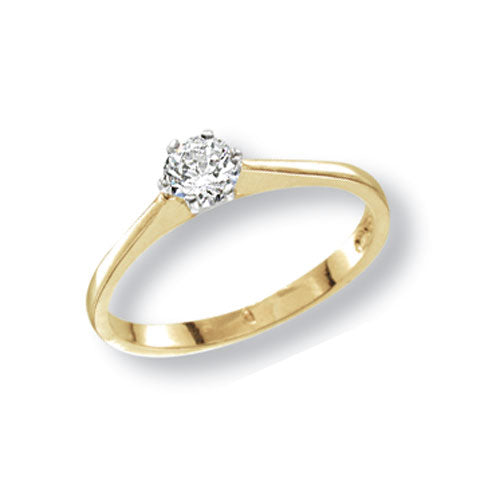9ct Gold Solitaire Cz Ring - RN401