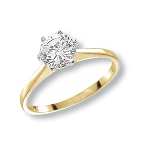 9ct Gold Solitaire Cz Ring - RN402