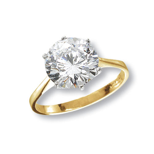 9ct Gold Solitaire Cz Ring - RN403