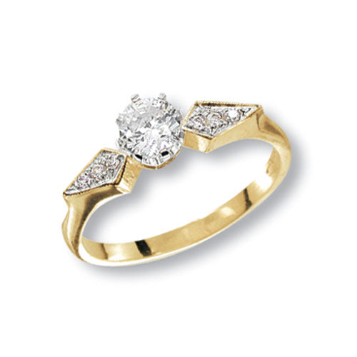 9ct Gold Solitaire Cz With Set Shoulders Ring - RN409