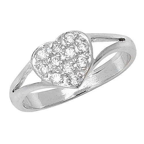 9ct White Gold Babies' Cz Heart Ring - RN733W