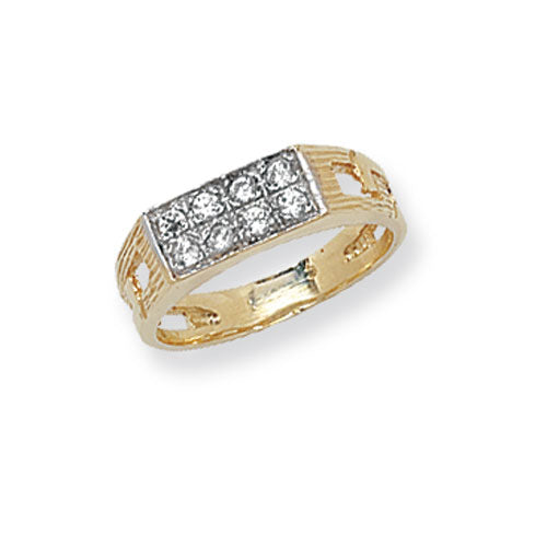9ct Gold Babies' Cz Curb Sides Ring - RN738