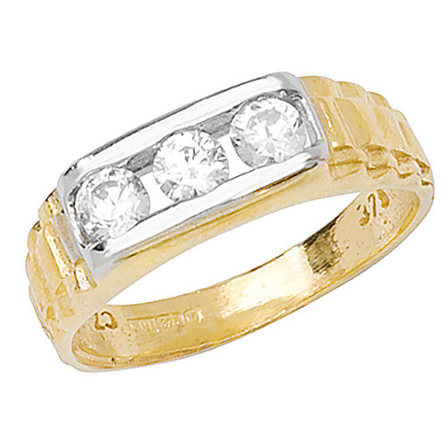 9ct Gold Babies' Trilogy Cz Ring - RN744