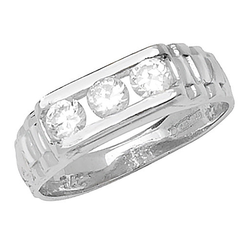 9ct White Gold Babies' Trilogy Cz Ring - RN744W