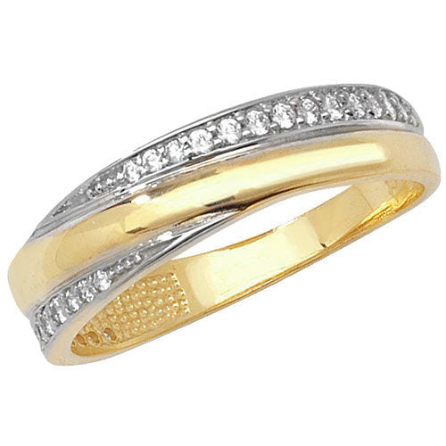 9ct Gold Pave Set Cz Crossover Ring - RN776