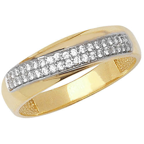 9ct Gold 2 Row Pave Set Ring with CZ Stones - RN777