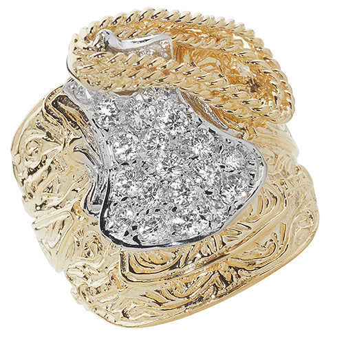 9Ct Gold Gents' Cz Saddle Ring - RN892CZ