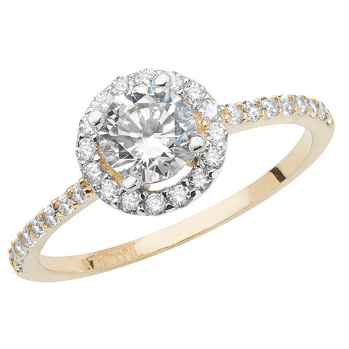 9ct Gold Halo Ring with CZ Stones - RN904