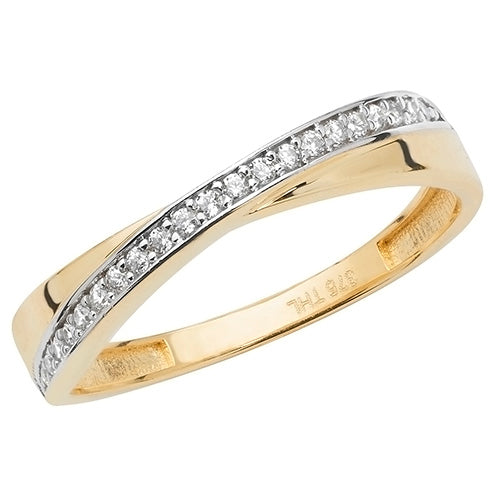 9Ct Gold Pave Set Cz Crossover Ring - RN908