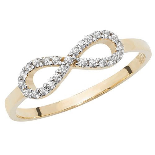 9ct Gold Infinity Ring with CZ Stones - RN912