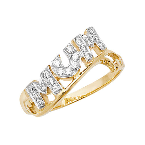 9ct Gold Mum Ring with CZ Stones - RN934