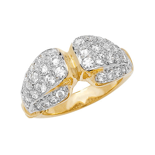 9ct Gold Gents' Cz Double Boxing Glove Ring - RN935