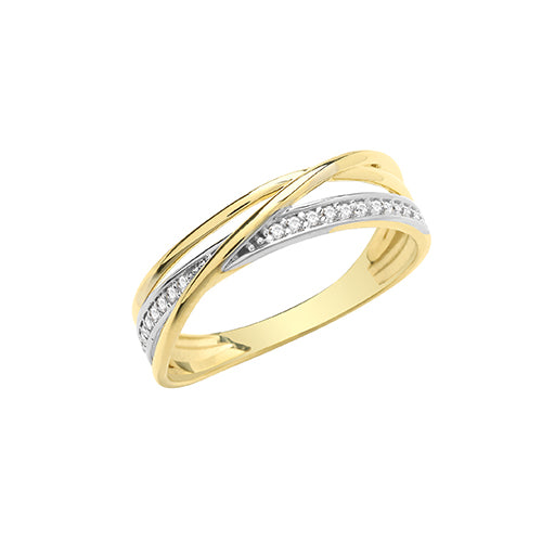 9ct Gold Pave Set Cz Crossover Eternity Ring - RN943