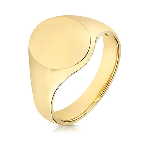9ct Yellow Gold Oval Signet Ring 12mm x 10mm